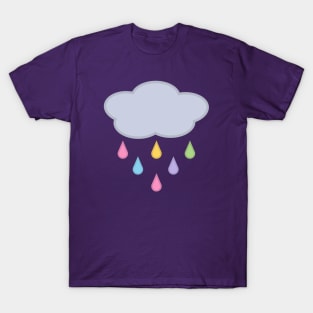 Raining Rainbow Raindrop Rain Cloud in Purple T-Shirt